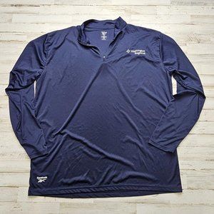Reebok Mens 2XL Blue Long Sleeve Pullover Golf 1/4 Zip Lightweight Jacket (Logo)